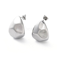 304 Stainless Steel Twist Teardrop Stud Earrings, Half Hoop Earrings, Stainless Steel Color, 22x17mm(EJEW-D095-06P)