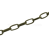 Iron Paperclip Chains, Flat Oval, Drawn Elongated Cable Chains, Unwelded, with Spool, Nickel Free, Antique Bronze, 10x5x1.5mm, about 164.04 Feet(50m)/roll(CH-R025-10x5mm-AB-NF)