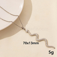 304 Stainless Steel Serpentine Pendant Necklaces, Cable Chain Necklaces(RN6163-1)