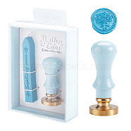 Plastic Paper Box DIY Scrapbook, Brass Wax Seal Stamp, Wood Handle and Candle, Light Sky Blue, 12.5x8.5x3.5cm(DIY-WH0155-68C)