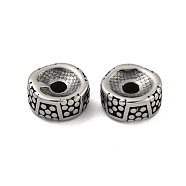 Column 304 Stainless Steel Beads, Antique Silver, Polka Dot, 8x4mm, Hole: 2mm(STAS-E214-09AS-02)
