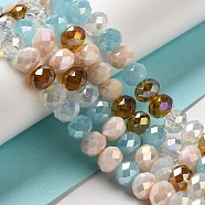 Glass Beads Strands, Faceted, Rondelle, Light Salmon, 10x8mm, Hole: 1mm, about 63~65pcs/strand, 19.2~20 inch(48~50cm)(EGLA-A034-M10mm-56)