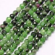 Natural Ruby in Zoisite Beads Strands, Faceted, Round, 3mm, Hole: 0.5mm, about 132pcs/strand, 15.5 inch(39.5cm)(G-F509-36-3mm)