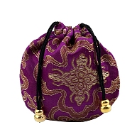 Buddha Theme Square Velvet Drawstring Bags, Organza Pouches Gift Jewelry Packaging Bag, Purple, 13x13cm(PW-WG34160-16)