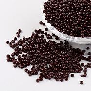 12/0 1.5~2mm Baking Paint Glass Seed Beads Loose Spacer Beads, Coconut Brown Hole: 0.5~1mm, about 2890pcs/50g(X-SEED-S001-K18)
