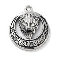 Tibetan Style Alloy Pendants, Lion, Antique Silver, 37.5x32x9.5mm, Hole: 3mm(PALLOY-S031-11B)