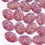 Electroplate Druzy Resin Cabochons, Oval, Cerise, 17.5x13x4.5mm(CRES-T012-08E)