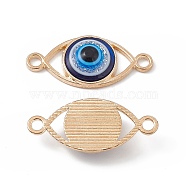 Alloy Connector Charms, with Resin, Blue Eye Links, Light Gold, 12x27x5mm, Hole: 2mm(FIND-C019-08KCG)