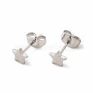 304 Stainless Steel Star Stud Earrings for Women, Stainless Steel Color, 5.5x6mm, Pin: 0.7mm(EJEW-C004-02P)