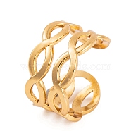 PVD Vacuum Plating 304 Stainless Steel Cuff Rings for Women, Infinity, Golden, 12.5mm(RJEW-G316-16G)