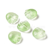 Transparent Spray Painted Glass Beads, Bear Claw Print, Light Green, 14x14x7mm, Hole: 1mm(GLAA-I050-12B)