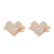 Brass Micro Pave Clear Cubic Zirconia Hook and S-Hook Clasps, Heart, Real 18K Gold Plated, 17.5mm, Hole: 1.1mm(KK-S388-05G)