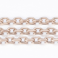 Ion Plating(IP) 304 Stainless Steel Cable Chains, Diamond Cut Chains, Soldered, Faceted, with Spool, Oval, Rose Gold, 2x1.4x0.4mm, about 65.61 Feet(20m)/roll(CHS-H009-02RG)