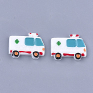 Resin Cabochons, Ambulance, White, 22.5x29x4.5mm(CRES-T010-137)