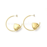 Ion Plating(IP) 304 Stainless Steel Stud Earrings, Heart, Real 18K Gold Plated, 45x2mm(EJEW-M249-01G)