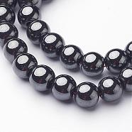 1 Strand Grade AAA Non-Magnetic Synthetic Hematite Round Beads Strands, Black, 8mm, Hole: 1.8~2mm(X-G-H1623-8mm-1)