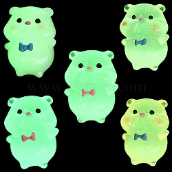 Luminous Resin Pig Display Decoration, Micro Landscape Decorations, Glow in the Dark, Mixed Color, 30.5x31x29mm(RESI-G070-01E)