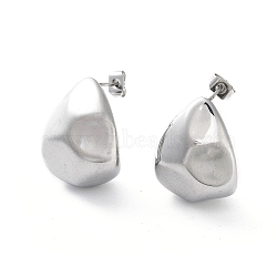 Non-Tarnish 304 Stainless Steel Twist Teardrop Stud Earrings, Half Hoop Earrings, Stainless Steel Color, 22x17mm(EJEW-D095-06P)