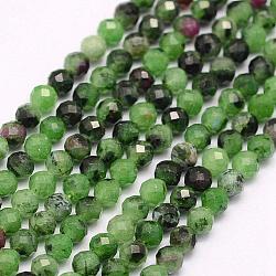 Natural Ruby in Zoisite Beads Strands, Faceted, Round, 3mm, Hole: 0.5mm; about 132pcs/strand, 15.5inches(39.5cm)(G-F509-36-3mm)