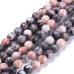 Natural Pink Zebra Jasper Beads Strands, Round, 6.3~6.5mm, Hole: 1.2mm, about 63pcs/Strand, 14.96 inch(38cm)(G-K410-04-6mm)