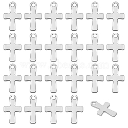 200Pcs Cross 304 Stainless Steel Charms, Stainless Steel Color, 12x7x1mm, Hole: 1.4mm(STAS-ME0001-72)