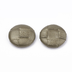 Imitation Leather Covered Cabochons, with Aluminum Bottom, Half Round/Dome, Platinum, Dark Olive Green, 25x6~7mm(WOVE-N006-02C)