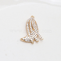 Brass Micro Pave Cubic Zirconia Pendants, Golden, Moon, 24x17mm(INS-PW0002-07D)