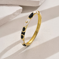 Vintage Chinese Style Zinc Alloy Cloisonne Enamel Bangles, Golden, Black, Inner Diameter: 2-3/8 inch(6cm)(KS1097-1)