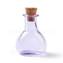 Miniature Glass Bottles, with Cork Stoppers, Empty Wishing Bottles, for Dollhouse Accessories, Jewelry Making, Lilac, 11x21x30mm(GLAA-H019-02B)