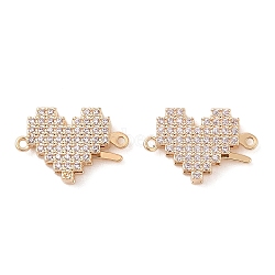 Brass Micro Pave Clear Cubic Zirconia Hook and S-Hook Clasps, Heart, Real 18K Gold Plated, 17.5mm, Hole: 1.1mm(KK-S388-05G)