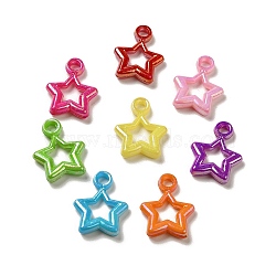 Plating Opaque Acrylic Pendants, AB Color, Star, Mixed Color, 21x16x4mm, Hole: 3mm, 1428pcs/500g(OACR-E039-57)