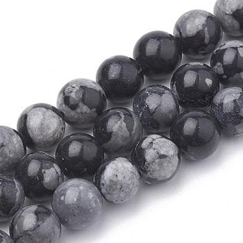 Synthetic Snowflake Obsidian Beads Strands, Round, 8mm, Hole: 1mm, about 48pcs/strand, 15.5 inch