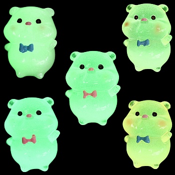 Luminous Resin Pig Display Decoration, Micro Landscape Decorations, Glow in the Dark, Mixed Color, 30.5x31x29mm