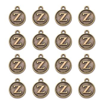 Alloy Pendant Cabochon Settings, For Enamel, Cadmium Free & Lead Free, Flat Round with Letter, Antique Bronze, Letter.Z, 14x12x2mm, Hole: 1.5mm