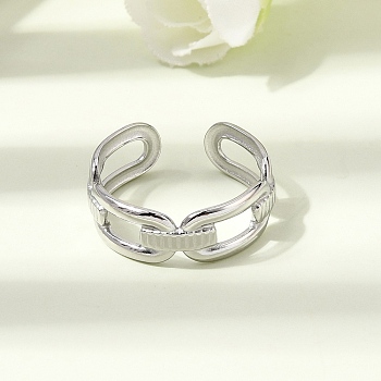 304 Stainless Steel Cuff Open Rings, Stainless Steel Color, 7mm, 18mm