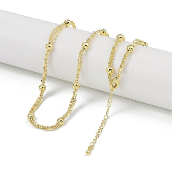 Rack Plating Brass Ball Link Chain Necklaces for Women, Long-Lasting Plated, Lead Free & Cadmium Free, Real 18K Gold Plated, 18.11x0.20 inch(46x0.5cm)