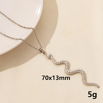 304 Stainless Steel Serpentine Pendant Necklaces, Cable Chain Necklaces