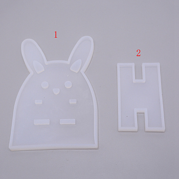 Rabbit Cellphone Holder Silicone Molds, Resin Casting Molds, For UV Resin, Epoxy Resin Making, White, 155x105x8mm, Inner Size: 150x100mm, 90x55x8mm, Inner Size: 84x47.5mm, 2pcs/set