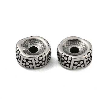 Column 304 Stainless Steel Beads, Antique Silver, Polka Dot, 8x4mm, Hole: 2mm