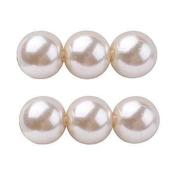 Eco-Friendly Grade A Glass Pearl Beads, Pearlized, Round, Linen, 6mm, Hole: 1.2~1.5mm, about 68pcs/Strand, 16''(40.64cm)