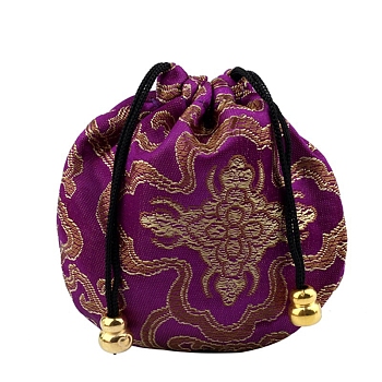 Buddha Theme Square Velvet Drawstring Bags, Organza Pouches Gift Jewelry Packaging Bag, Purple, 13x13cm
