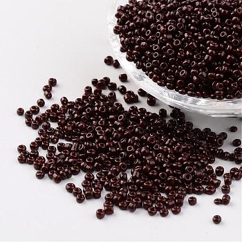 12/0 1.5~2mm Baking Paint Glass Seed Beads Loose Spacer Beads, Coconut Brown Hole: 0.5~1mm, about 2890pcs/50g