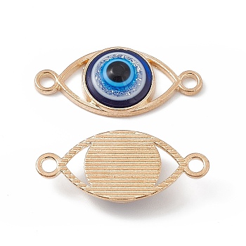 Alloy Connector Charms, with Resin, Blue Eye Links, Light Gold, 12x27x5mm, Hole: 2mm