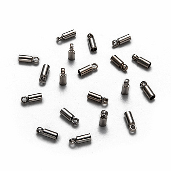 Brass Cord Ends, End Caps, Nickel Free, Gunmetal, 8x2.8mm, Hole: 1.5mm, 2mm inner diameter