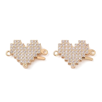 Brass Micro Pave Clear Cubic Zirconia Hook and S-Hook Clasps, Heart, Real 18K Gold Plated, 17.5mm, Hole: 1.1mm