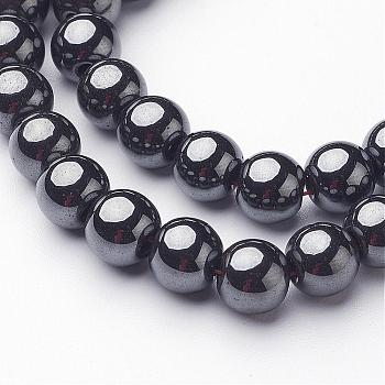1 Strand Grade AAA Non-Magnetic Synthetic Hematite Round Beads Strands, Black, 8mm, Hole: 1.8~2mm