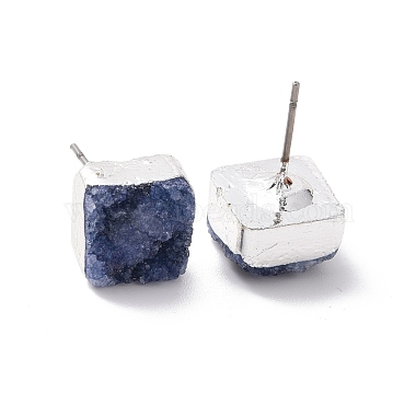 Natural Dyed Druzy Quartz Stud Earrings(EJEW-P166-A02)-3