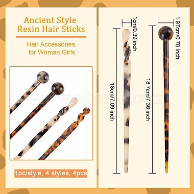 olycraft 4 шт. 4 палочки для волос в старинном стиле из ацетата целлюлозы (смола)(MRMJ-OC0003-06)-2