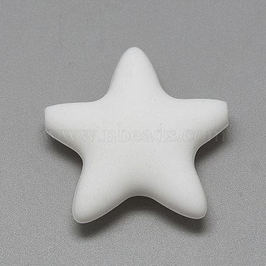 37mm White Star Silicone Beads