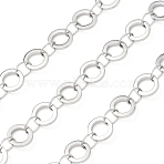 304 Stainless Steel Ring Link Chains, Soldered, with Spool, Stainless Steel Color, 6x1mm(CHS-G044-05P-07)